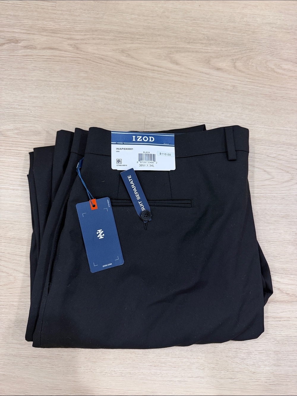 New Izod 38x34 Men's Black Dress Slacks with Tags